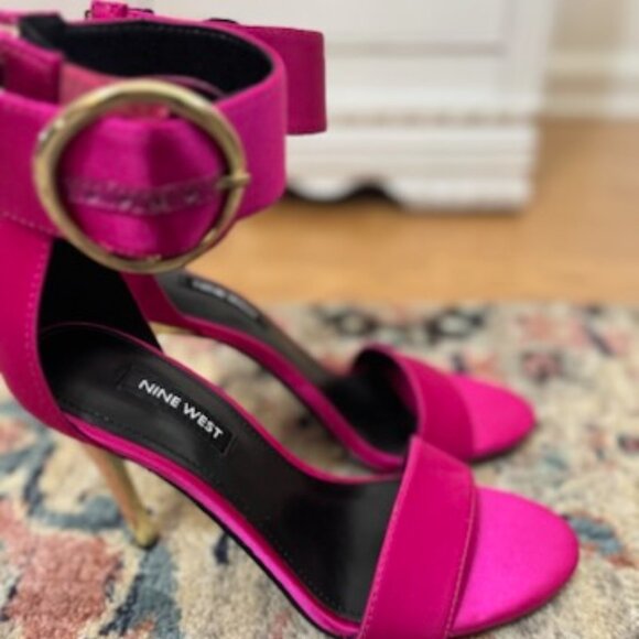 Nine West Reina Pink Stiletto Heels | Gold Heel & Ankle Strap | Brand New - Picture 2 of 9